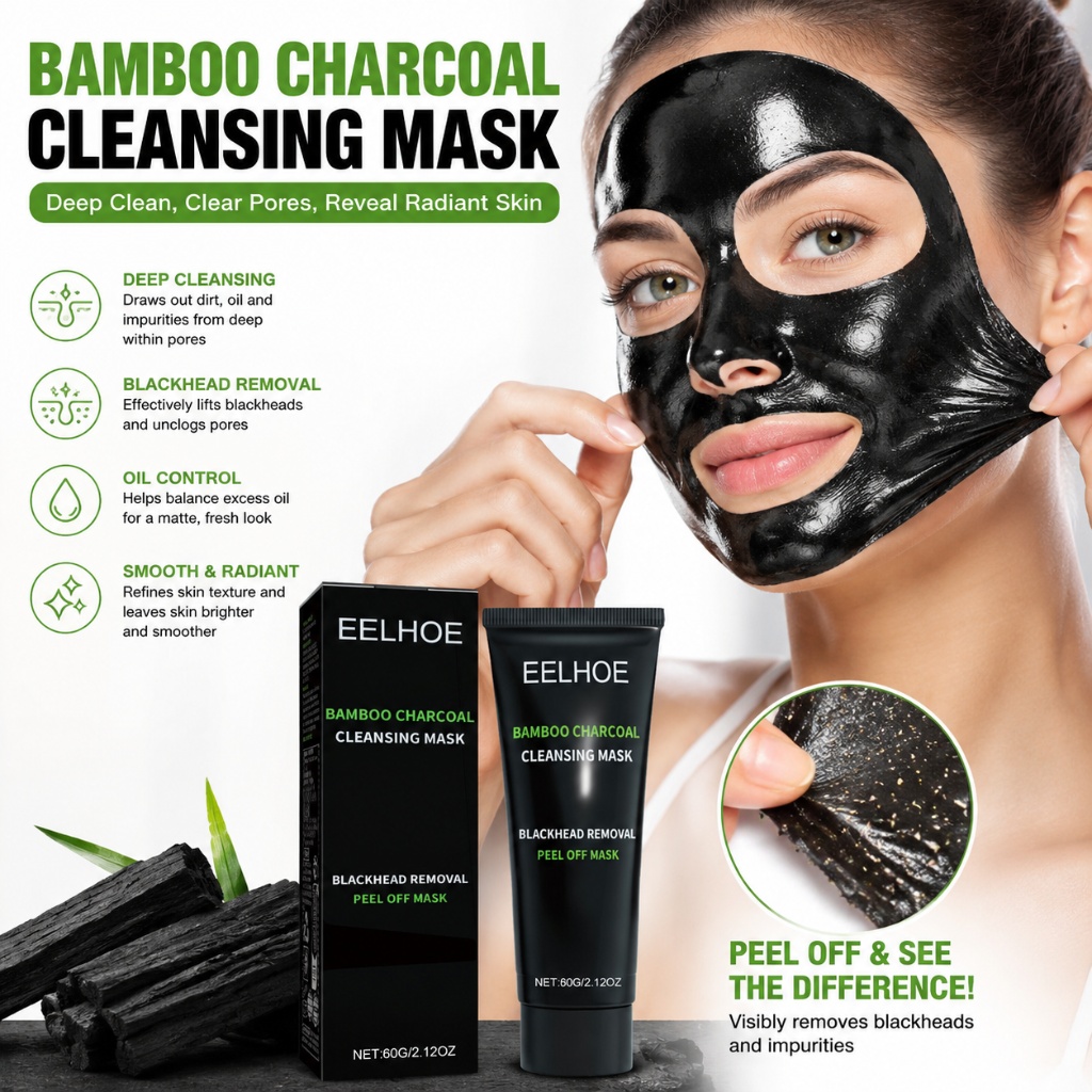 Mud Mask Kaolin - 60g Masker Penghilang Komedo Arang Bambu,